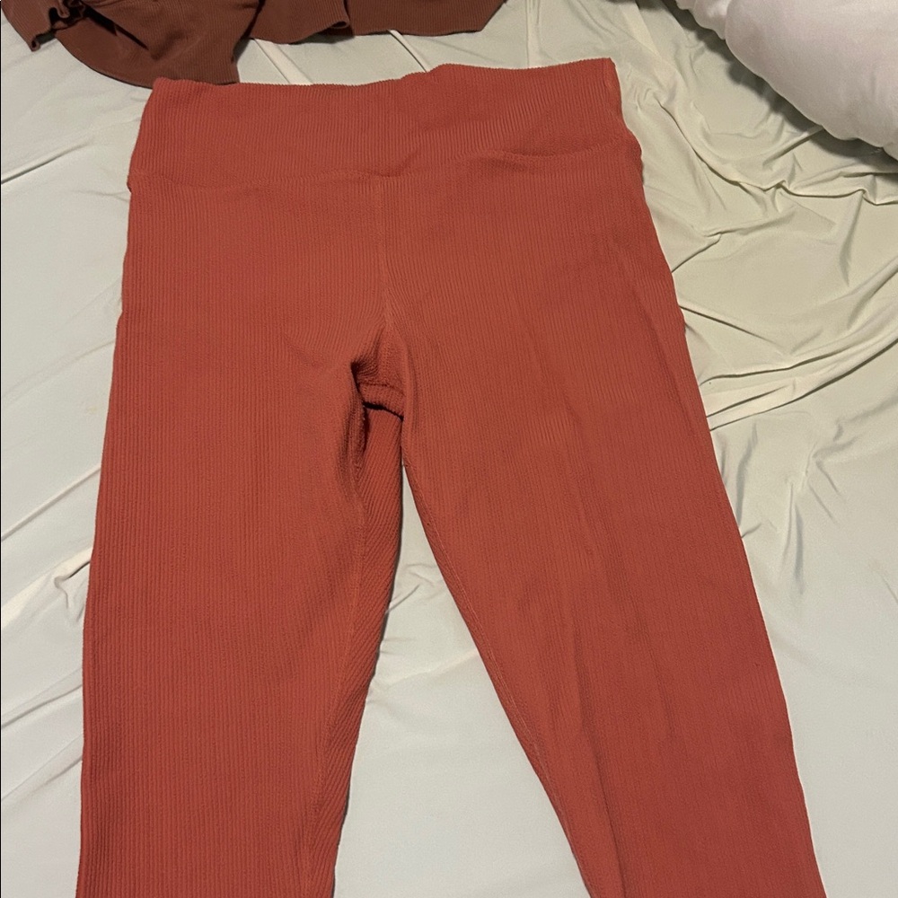 The Upside Apricot Ribbed Midi Pant Size L